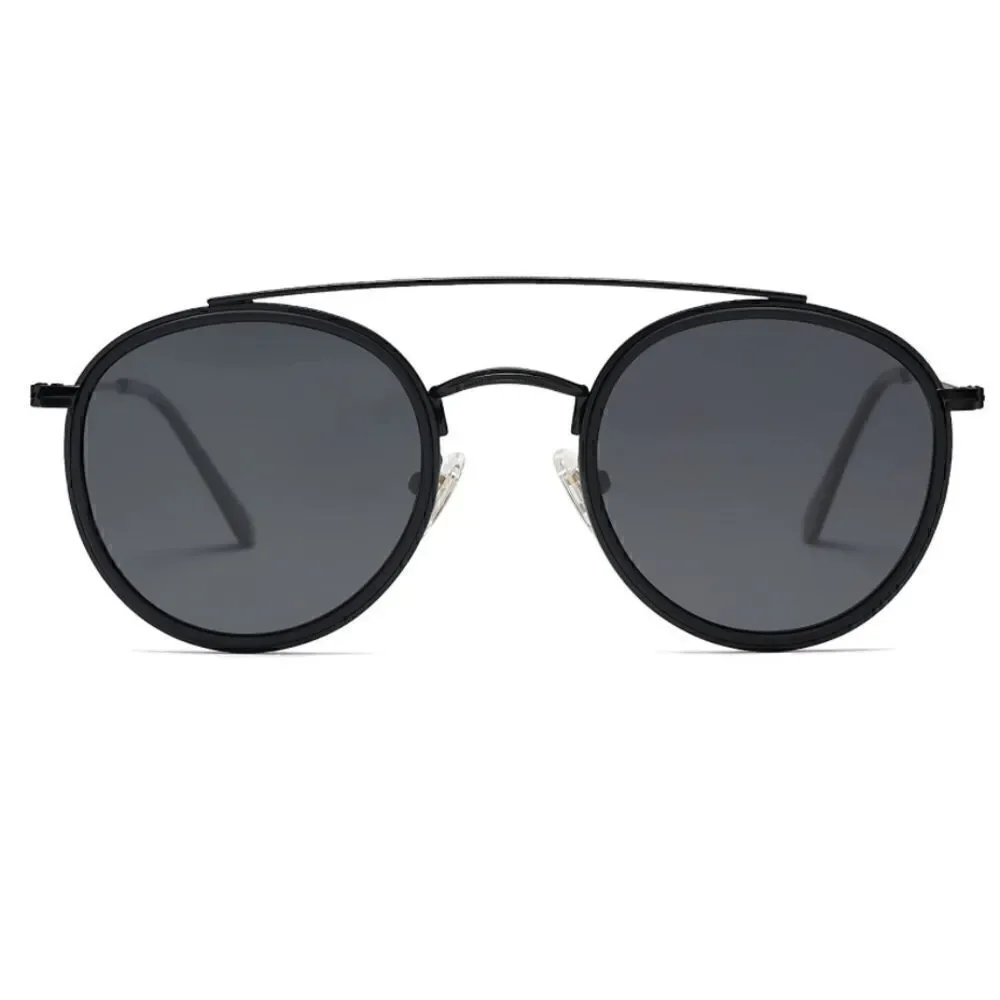 Round Retro Double Bridge Sunglasses